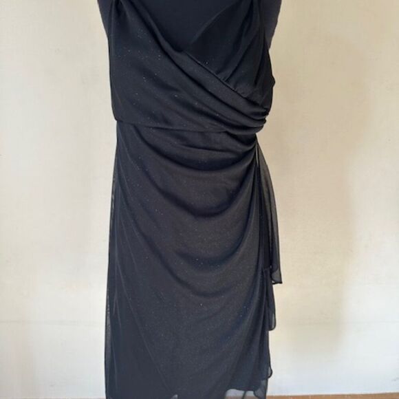 dressbarn Dresses & Skirts - Dressbarn Black Ruched Glitter Dress with Rhinestone Accents 8597